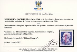 1944 - 50 lire soprastampato ... 