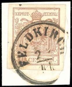1855 - 30 cent. (21), perfetto, usato su ... 