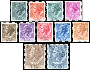 1953/54 - Siracusana e Turrita, filigrana ... 