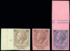 1954 - 100 e 200 lire Turrita (747/748), tre ... 