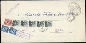 1961 - 1 lira Michelangiolesca, striscia ... 