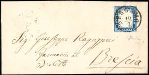 1859 BERGAMO, C1 punti 13 - 20 cent. IV ... 