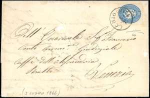 1866 - 10 soldi azzurro, dent. 9 1/2 (44), ... 