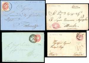 1866 - Quattro lettere affrancate con 5 ... 
