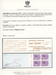 1957 - Libretto VEND SYSTEM, ... 