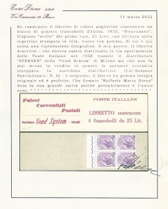 1958/59 - Libretto VEND SYSTEM, ... 