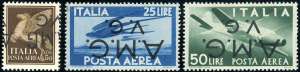 POSTA AEREA 1945/47 - 50 cent., 25 lire, 50 ... 
