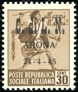 ARONA 1945 - 30 cent. Monumenti Distrutti, ... 