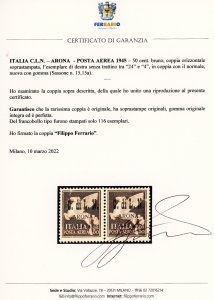 ARONA POSTA AEREA 1945 - 50 cent., ... 