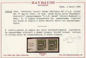 BARGE 1945 - 25 cent. (3), coppia ... 