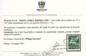 IMPERIA 1945 - 5 lire posta aerea, ... 