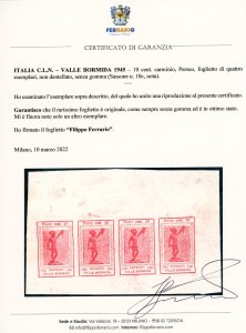 VALLE BORMIDA 1945 - 10 cent. ... 