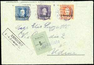 UDINE 1918 - 5 cent. (1), angolo di foglio, ... 