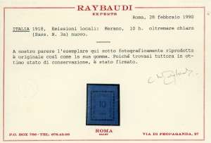 MERANO 1918 - 10 h. oltremare ... 