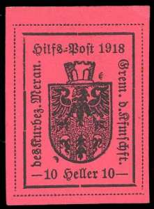 MERANO 1918 - 10 h. carminio lilla, carta ... 