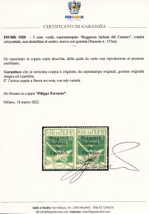 FIUME 1920 - 5 cent. soprastampato ... 