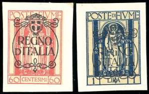 FIUME 1924 - 60 cent. e 1 lira soprastampati ... 