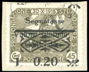 FIUME SEGNATASSE 1921 - 0,20 lire su 45 ... 