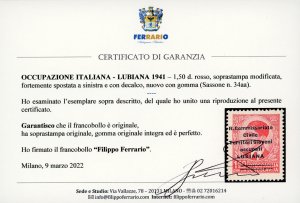 LUBIANA 1941 - 1,50 d. soprastampa ... 