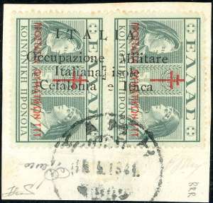 EMISSIONI DI ARGOSTOLI 1941 - 50 l. + 50 l. ... 