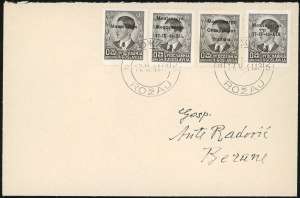 MONTENEGRO 1945 - 0,25 d., quattro esemplari ... 