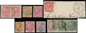 TUNISI 1866/74 - Tre francobolli De La Rue e ... 