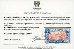 1923 - 1 lira Propaganda Fide, ... 