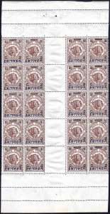 1924 - 2 cent. su 1 b, blocco di 20 ... 