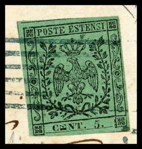 1855 - 5  cent. verde, punto dopo ... 