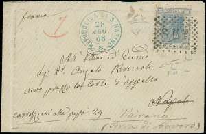 1868 - 20 cent. azzurro lillaceo chiaro, ... 