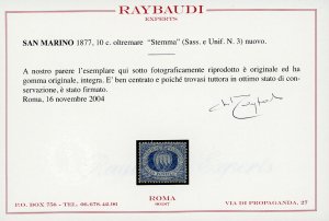 1877 - 10 cent. oltremare Stemma ... 