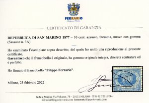 1877 - 10 cent. azzurro Stemma ... 