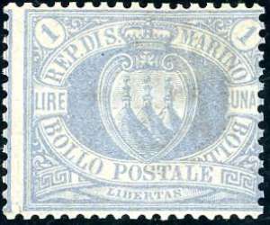 1894 - 1 lira oltremare Stemma (31), gomma ... 