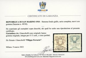 1910 - Stemma, fondo giallo, serie ... 