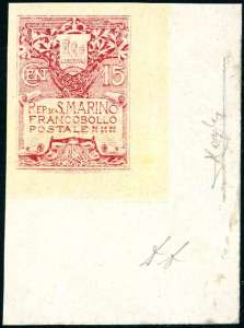 1910 - 15 cent. rosa Stemma, carta sottile, ... 