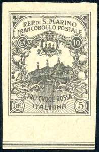 1916 - 10 + 5 cent. Croce Rossa, prova di ... 