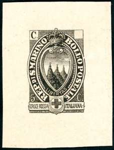 1925 - Pro Croce Rossa, prova in nero, senza ... 