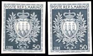 1946 - 50 lire Stemmi (295), due prove in ... 