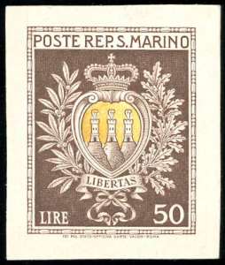 1946 - 50 lire Stemmi (295), prova in colori ... 