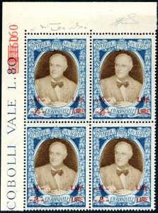 1947 - 4 lire su 2 lire Roosvelt, doppia ... 