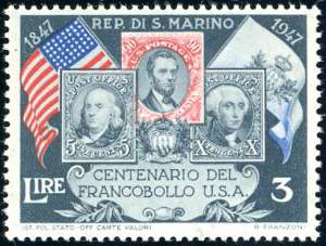 1947 - 3 lire Centenario francobollo Stati ... 