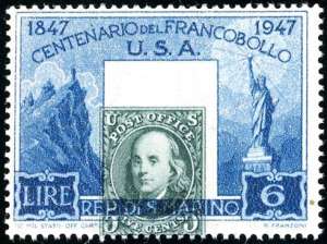 1947 - 6 lire Centenario francobollo Stati ... 