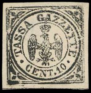 1859 - 10 cent. nero Aquilotto, ... 