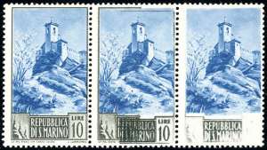 1949 - 10 lire Paesaggi (349), striscia ... 