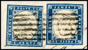 1859 - 20 cent. azzurro scuro ... 