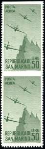1946 - 50 lire Vedute (59), coppia verticale ... 