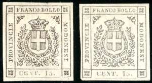 1859 - 15 cent. bruno, 15 cent. grigio ... 