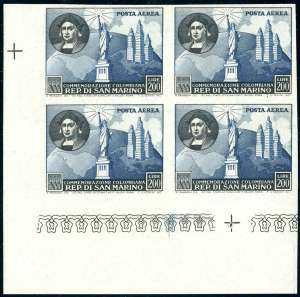 1952 - 200 lire Colombo, non dentellato ... 