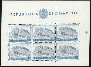 1949 - 100 lire UPU, foglietto (8), gomma ... 
