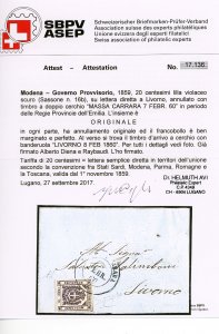 1860 - 20 cent. lilla violaceo ... 